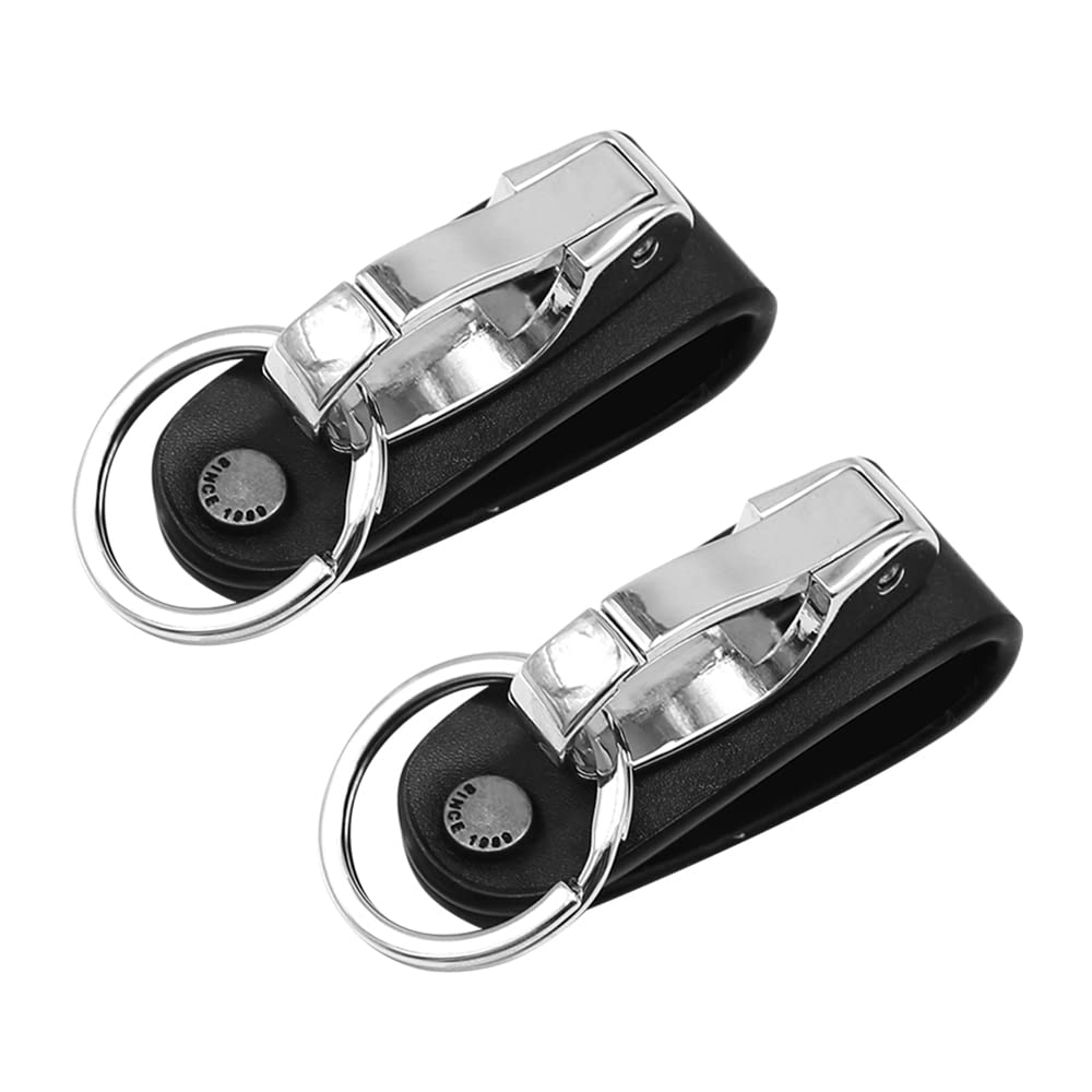 Anxingo Stainless Steel Keychains Cowhide Leather Detachable